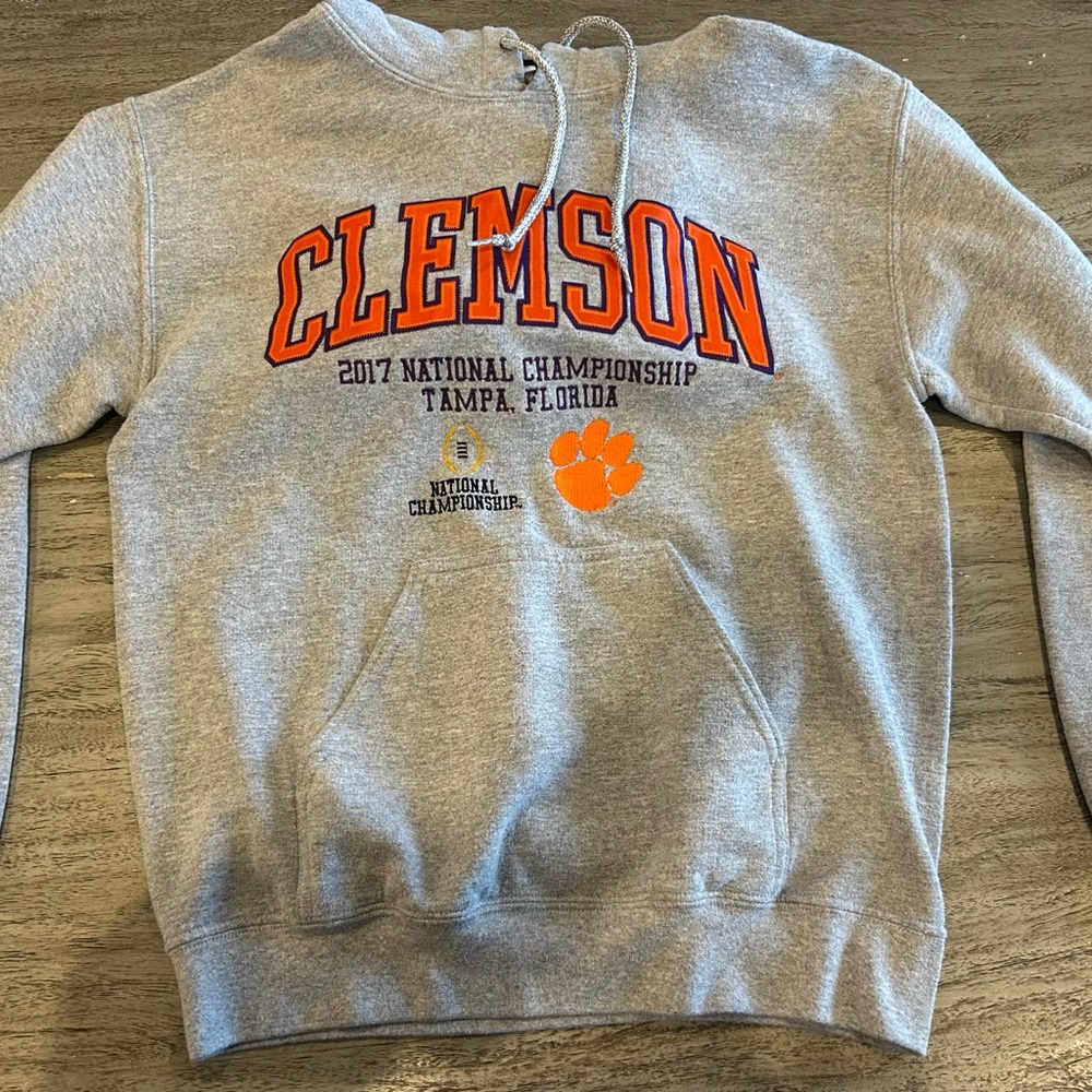 Clemson Gray Hoodie with Orange Accents